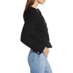 Something Navy Black Tweed Crop Blazer Size M